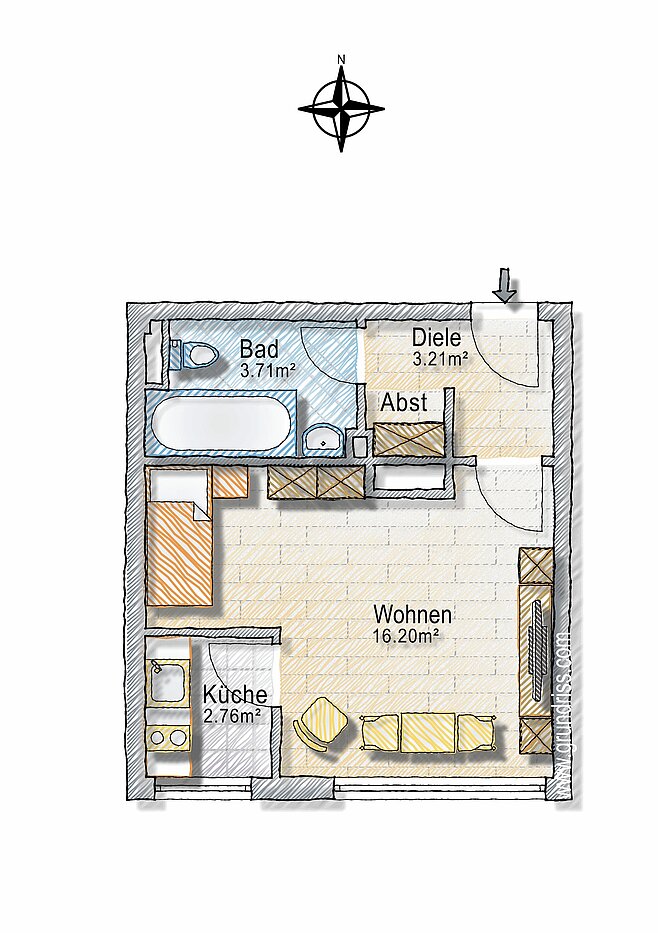 Apartment avec 1 pièce | München-Haidhausen | 70242 | - nicht maßstabsgetreu -