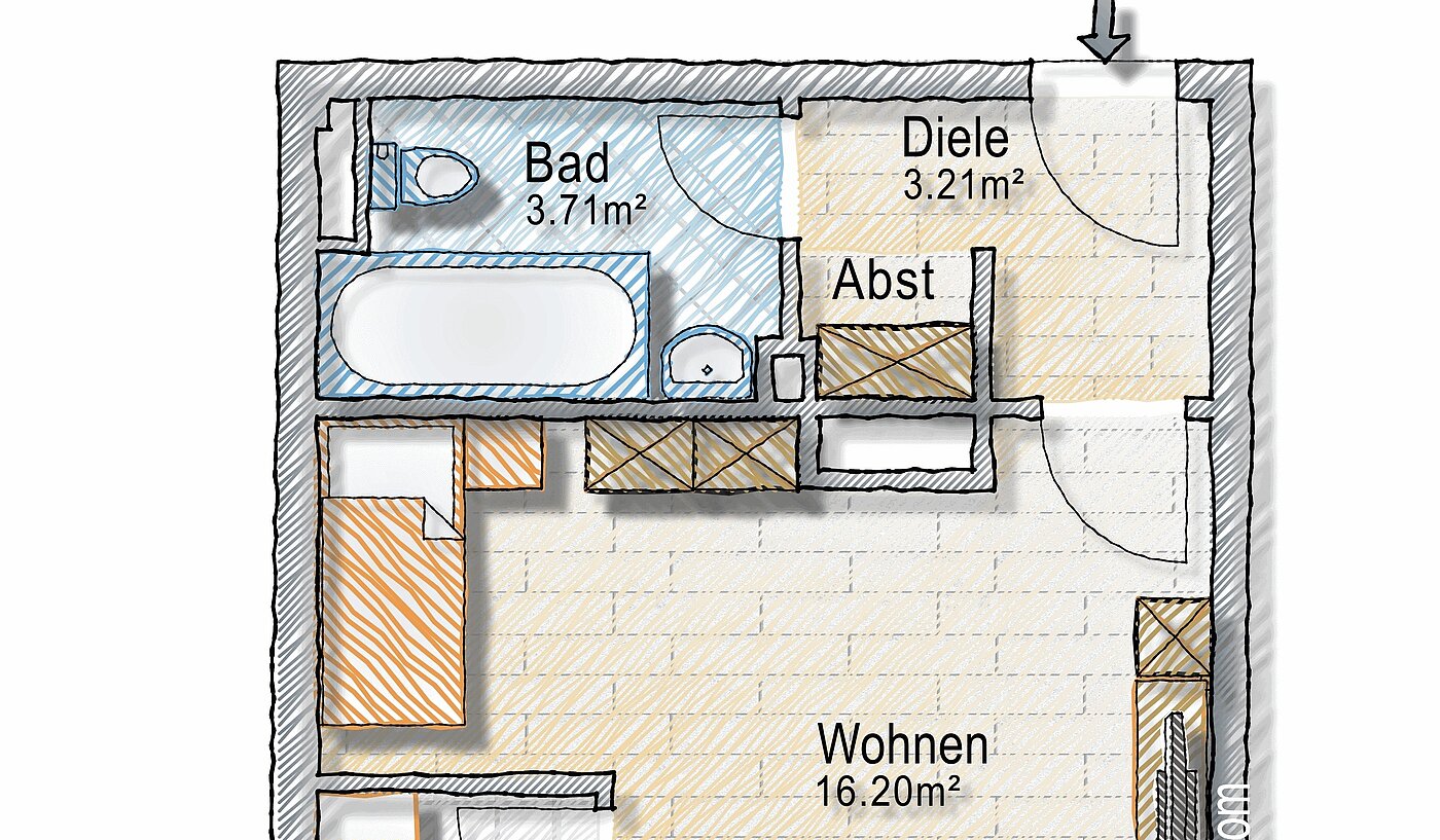 Apartment avec 1 pièce | München-Haidhausen | 70242 | - nicht maßstabsgetreu -