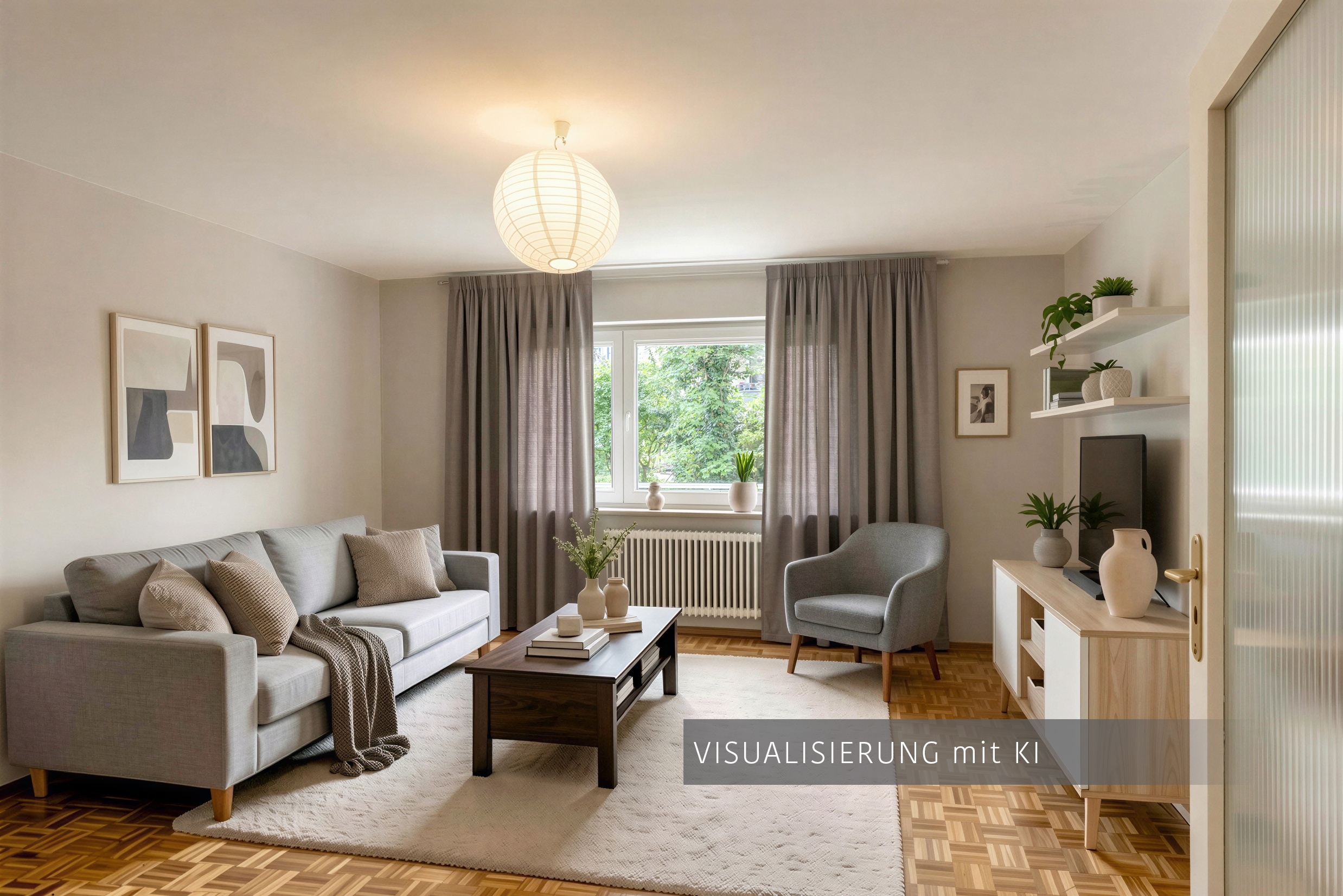 Rez-de-chaussée surélevé avec 2.5 pièces | München-Schwabing | 70441 | Visualisierung mit KI | Thumbnail