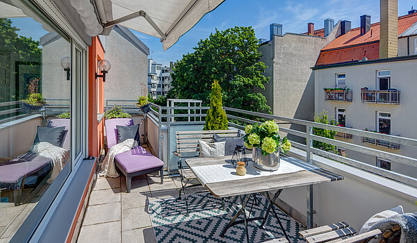 Appartement avec 1 pièce | München-Schwabing | 70449 | Südterrasse mit Markise