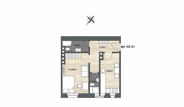 Appartement avec 1.5 pièces | München-Neuhausen | 70473 | - nicht maßstabsgetreu -