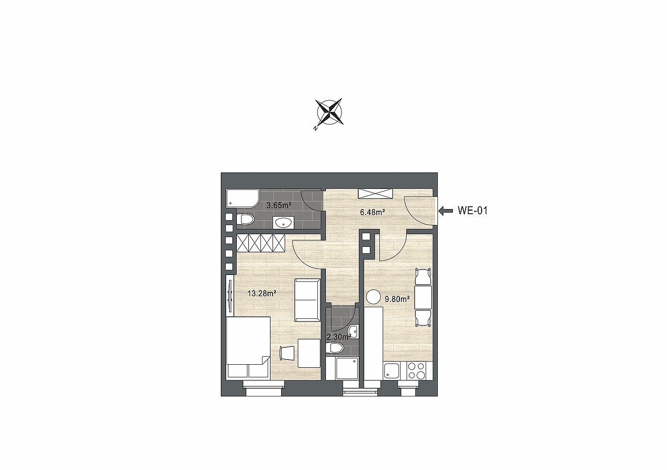 Appartement avec 1.5 pièces | München-Neuhausen | 70473 | - nicht maßstabsgetreu -