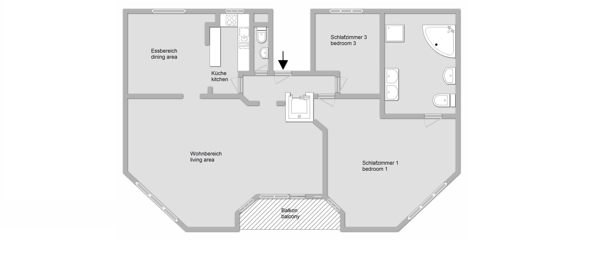 appartement avec terrasse sur le toit München Menterschwaige 01 plan d'étage 11267