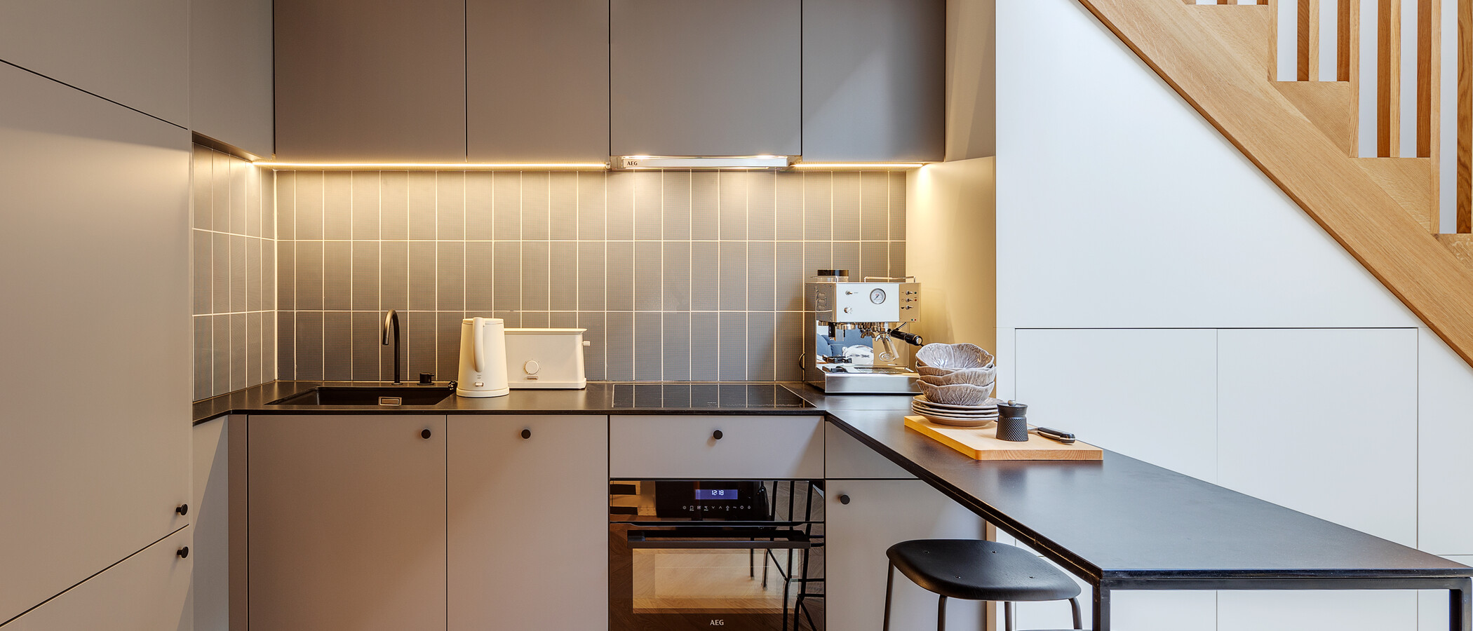 appartement style maisonnette avec mezzanine München Herzogpark 01 cuisine 12527
