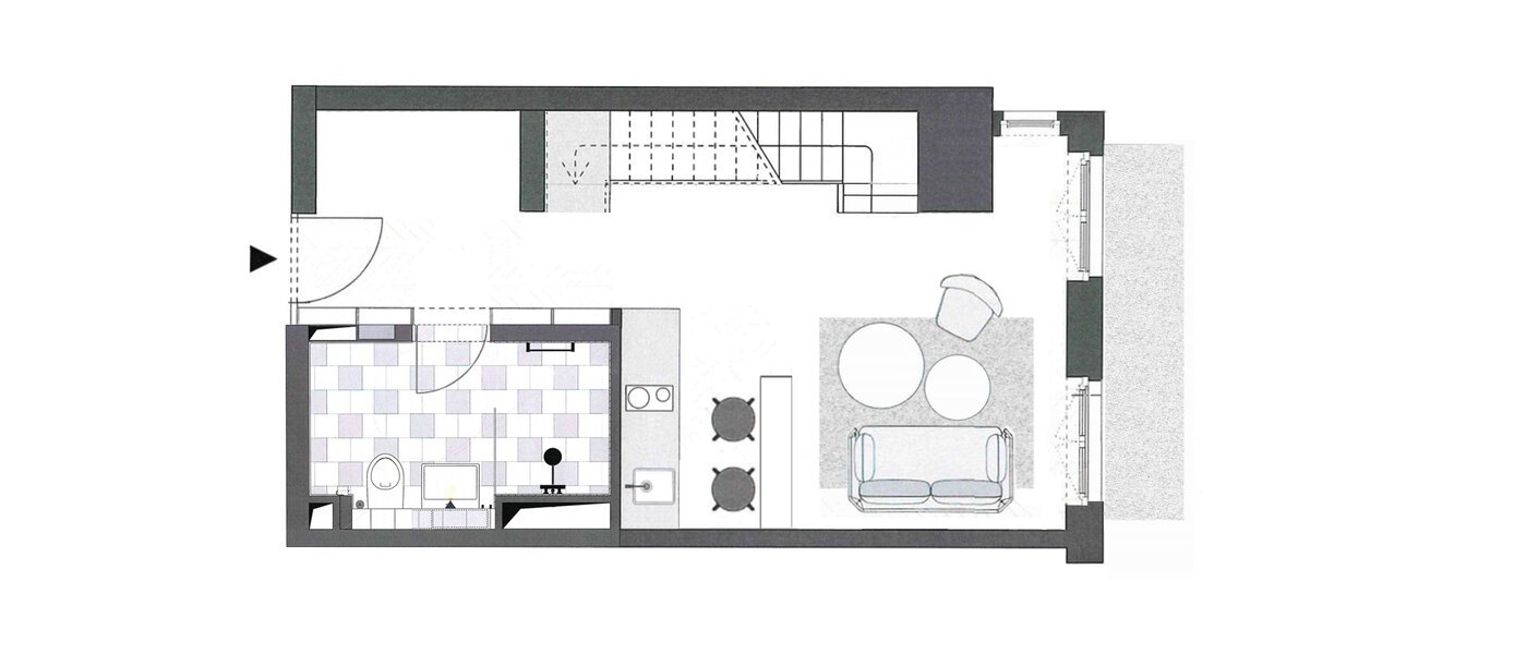 appartement style maisonnette avec mezzanine München Herzogpark 01 plan d'étage 12611