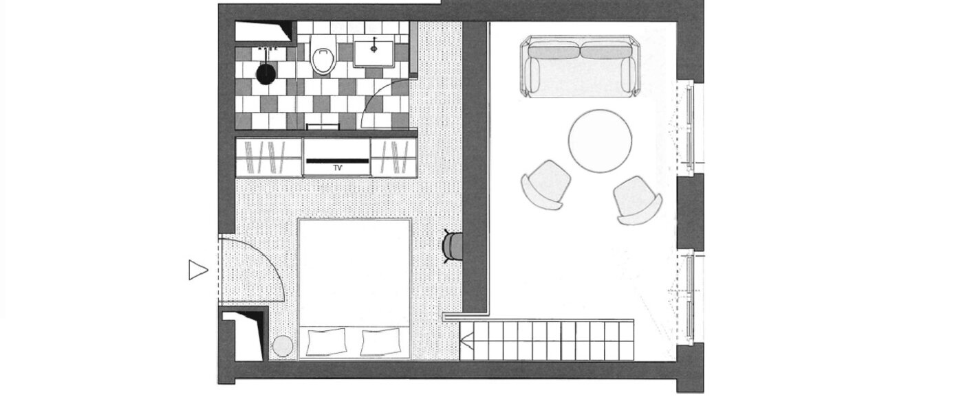 appartement style maisonnette avec mezzanine München Herzogpark 02 plan d'étage 12615