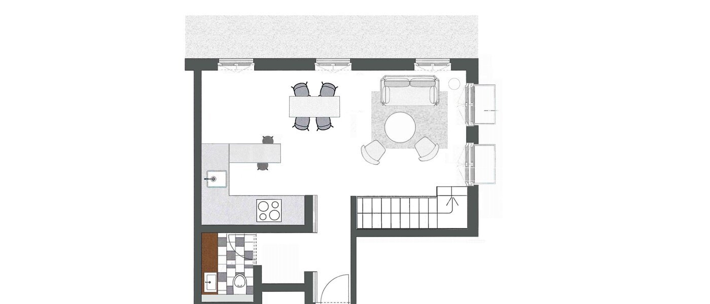 appartement style maisonnette avec mezzanine München Herzogpark 01 plan d'étage 12616