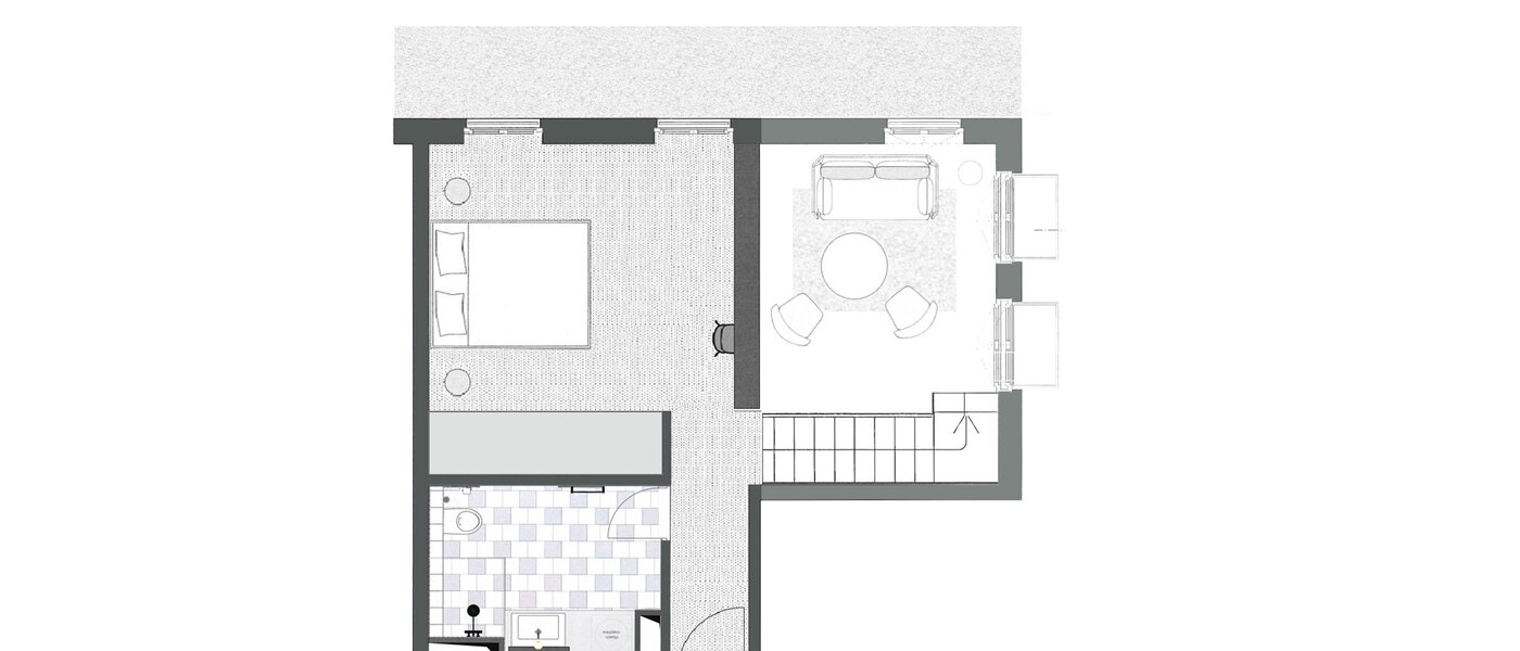 appartement style maisonnette avec mezzanine München Herzogpark 02 plan d'étage 12616