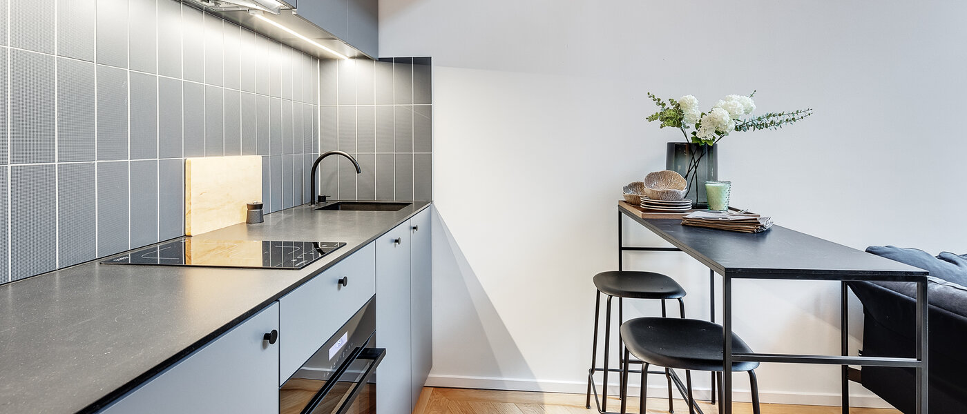 appartement style maisonnette avec mezzanine München Herzogpark 02 cuisine 12618