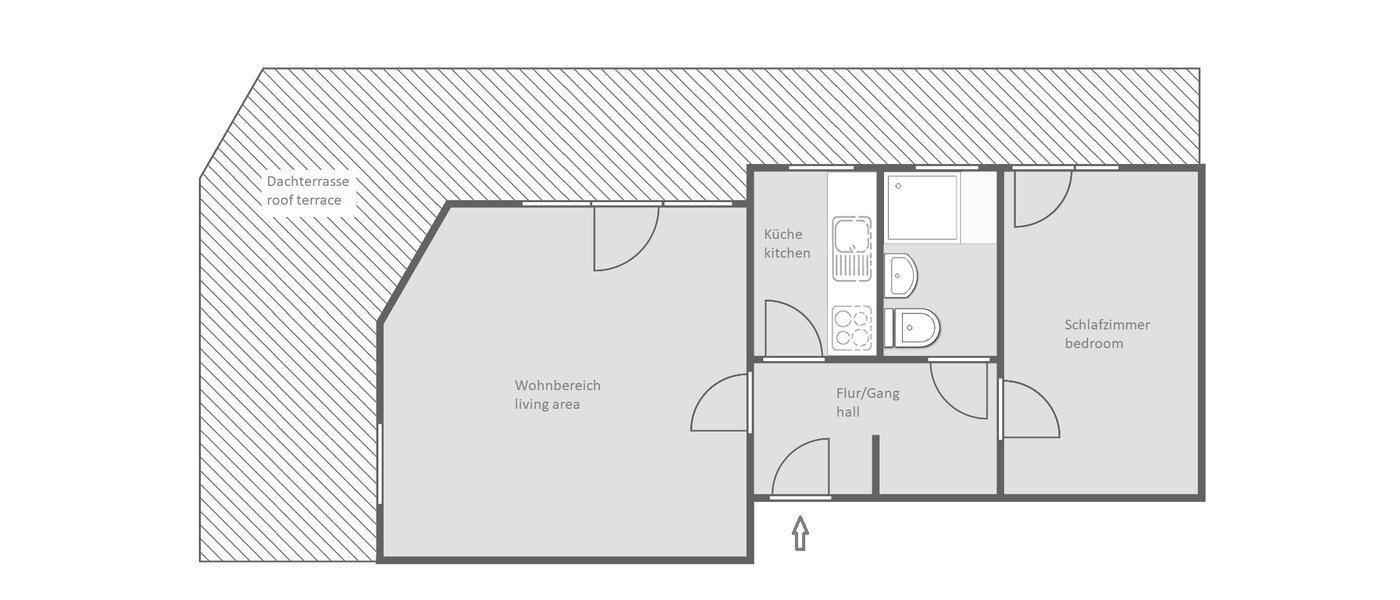 appartement avec terrasse sur le toit München Schwabing-West 01 plan d'étage 13771