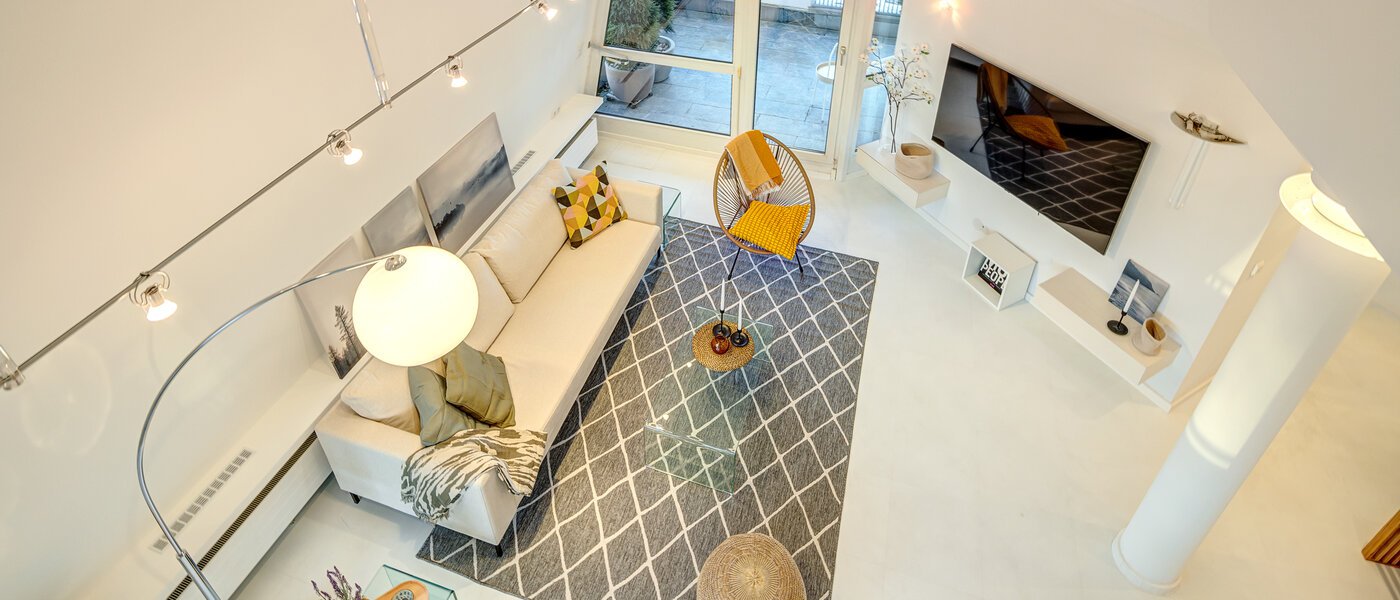 appartement style maisonnette avec mezzanine München Bogenhausen 06 pièce à vivre 13849