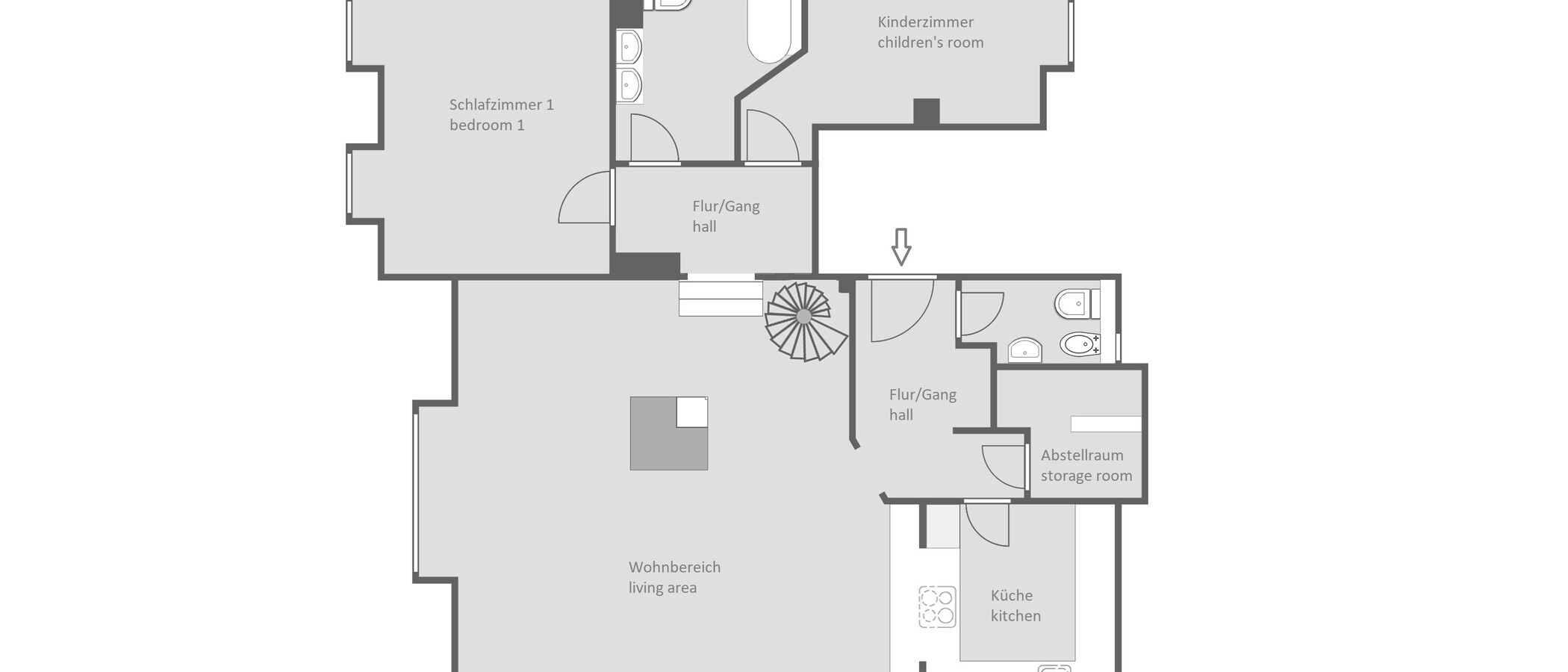 appartement style maisonnette München Solln 01 plan d'étage 14193