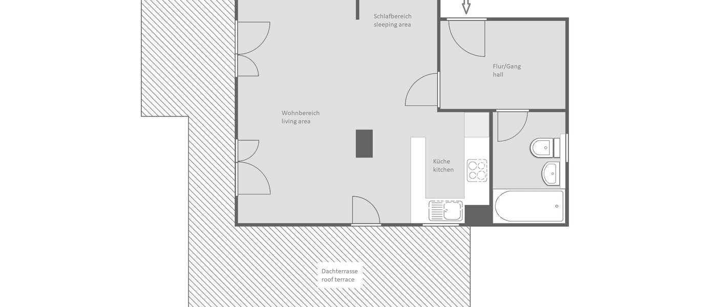appartement avec terrasse sur le toit München Untermenzing 01 plan d'étage 14293