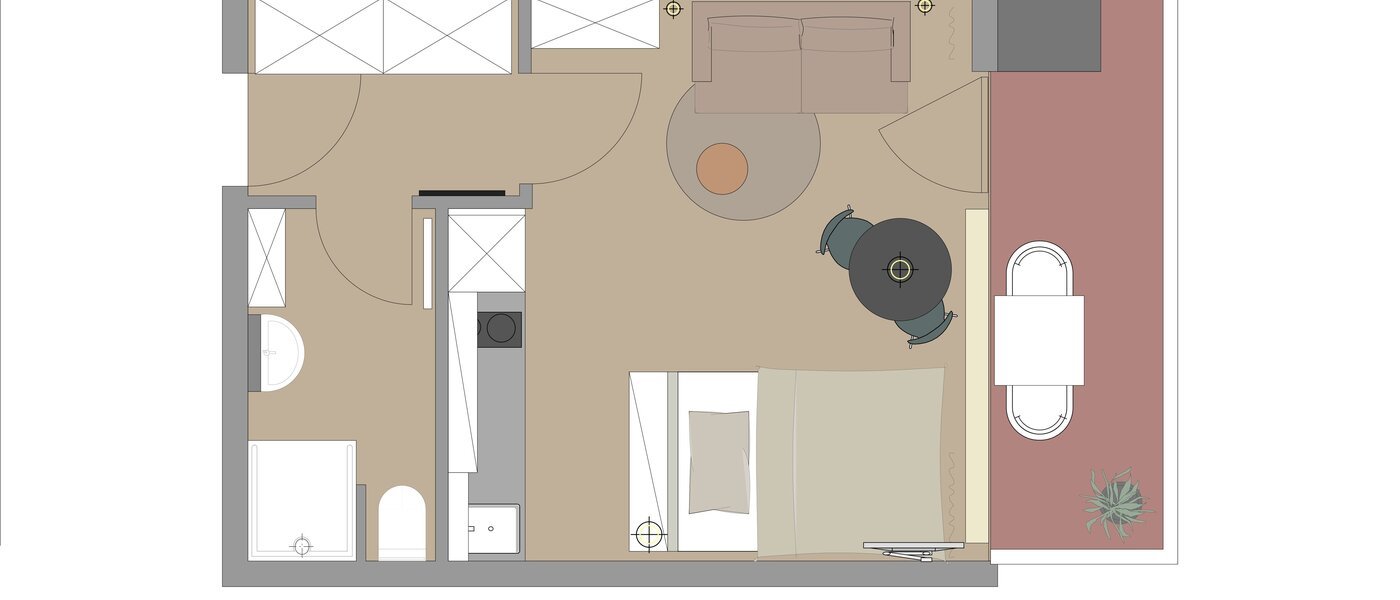 studio München Schwabing-Nord (zw. Leopoldstraße & Englischen Garten) 01 plan d'étage 14305