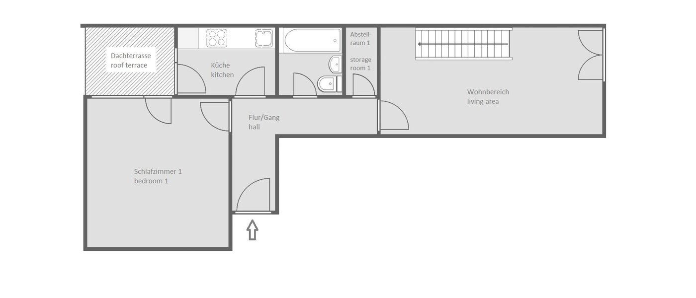 appartement style maisonnette avec mezzanine München Obersendling 01 plan d'étage 14471