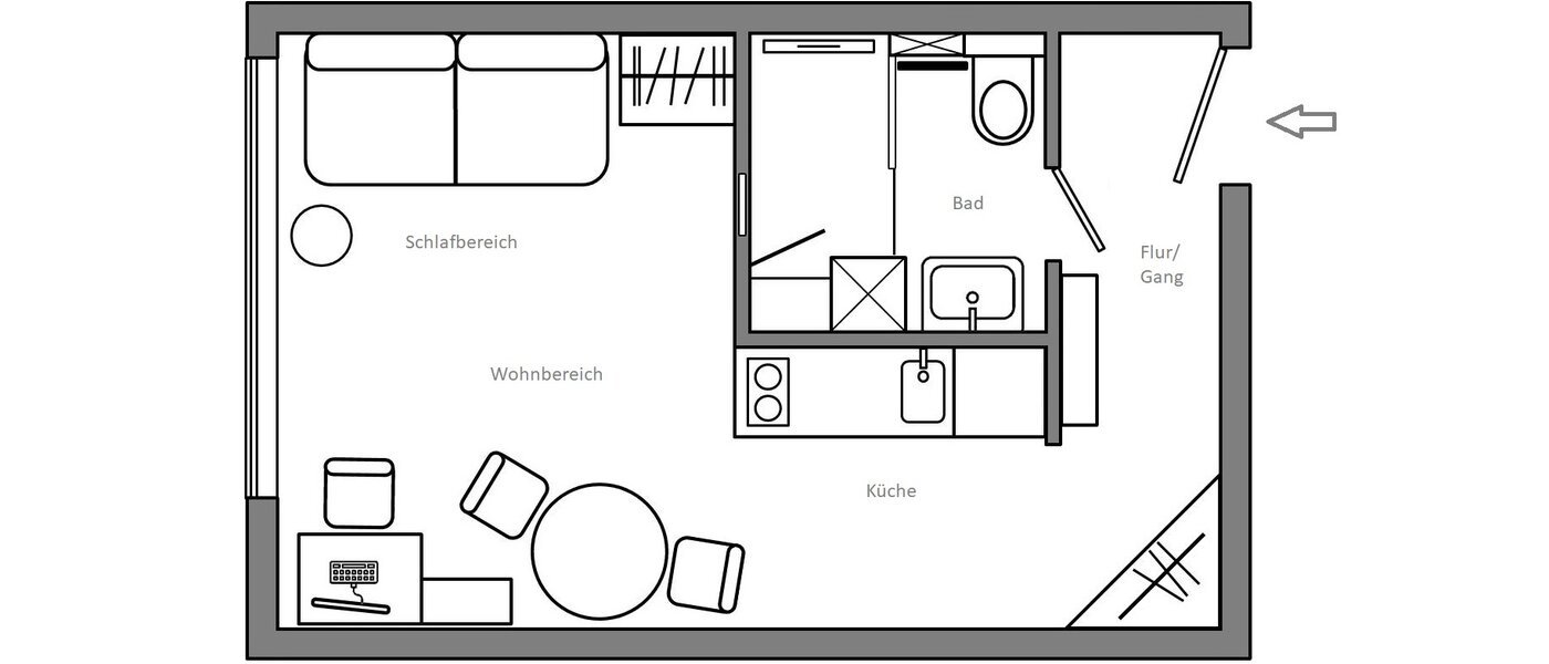 studio München Schwabing-West 01 plan d'étage 14728