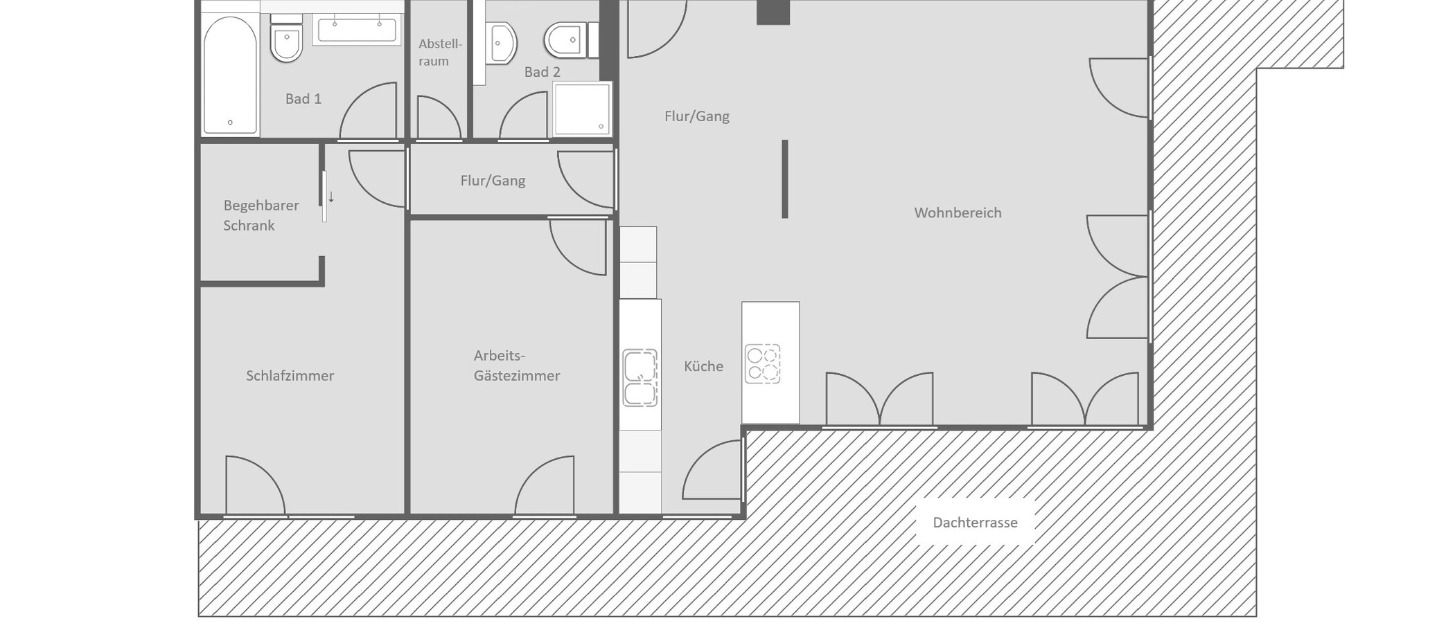appartement avec terrasse sur le toit München Menterschwaige 01 plan d'étage 14914