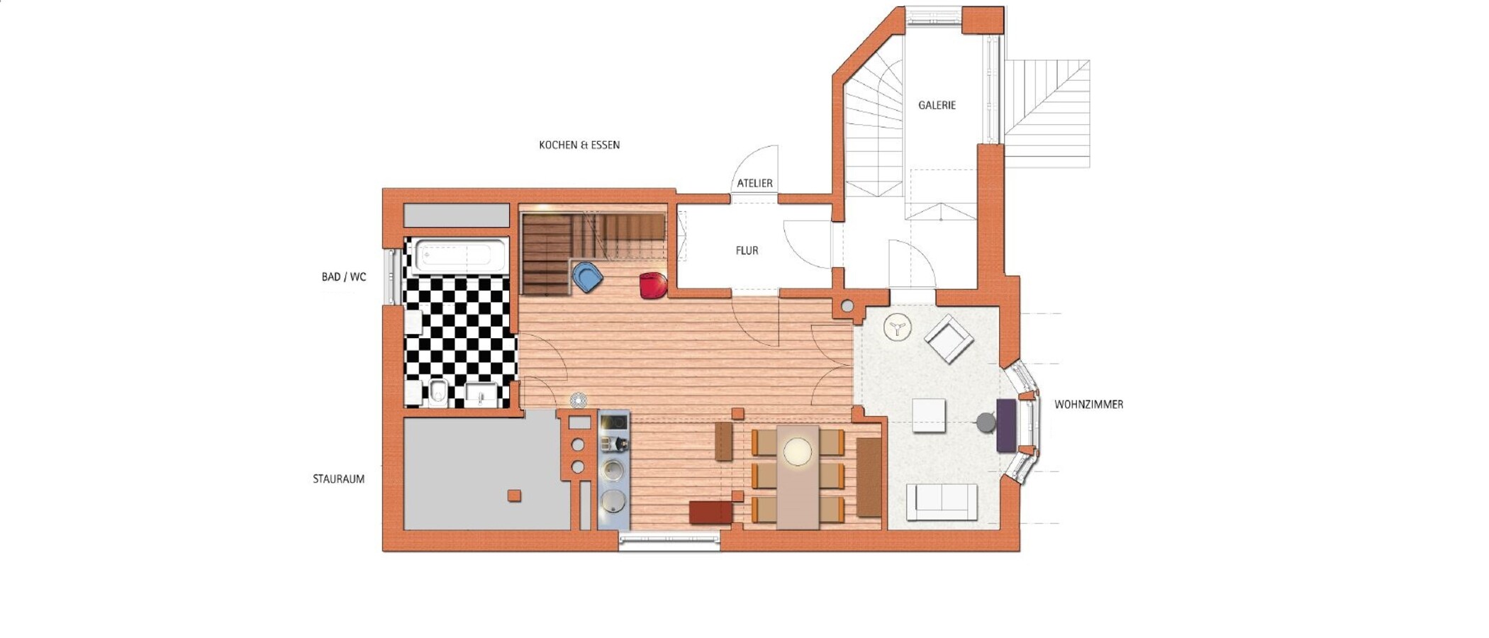 appartement style maisonnette München Pasing 01 plan d'étage 407
