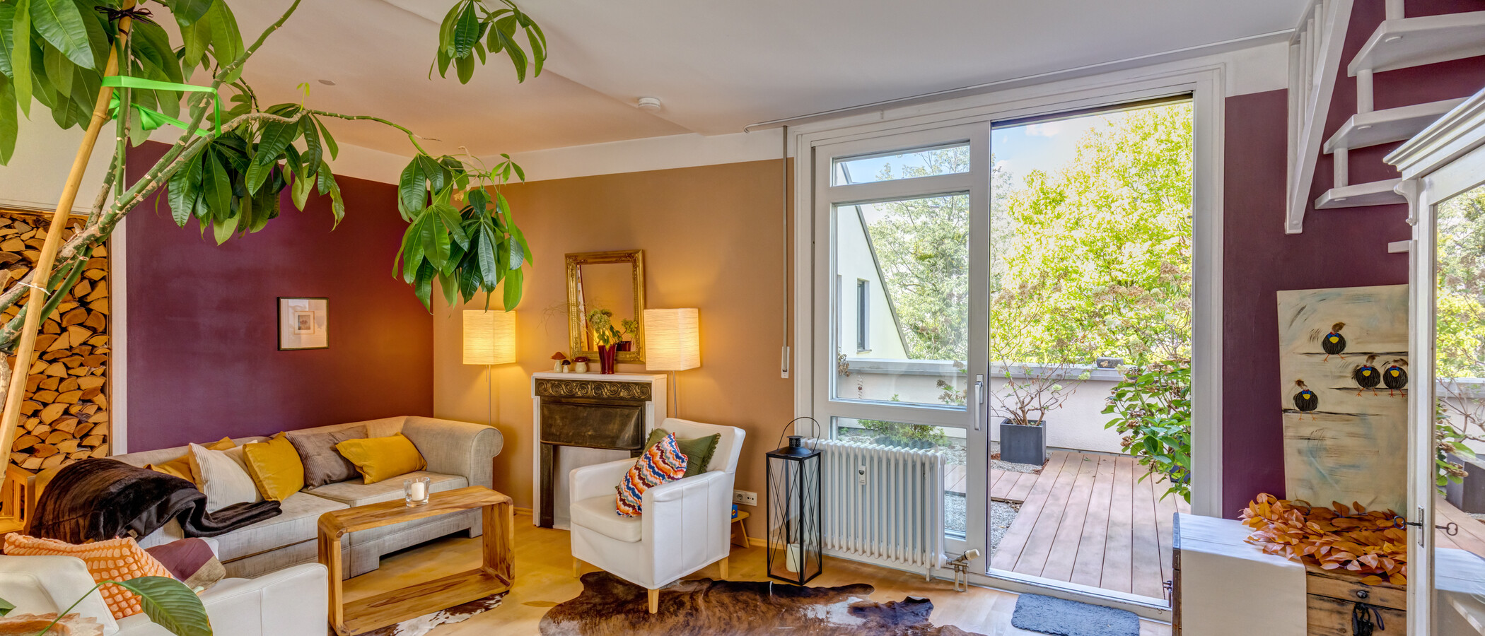 appartement style maisonnette avec mezzanine München Nymphenburg 02 pièce à vivre 8333