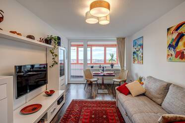 Bel appartement lumineux d'une pièce avec vue panoramique