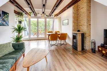 Bel appartement avec charpente apparente et terrasse